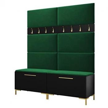 Meuble d'entrée design Tivsoa 101, Noir, 196x168x46 cm, Tapisserie