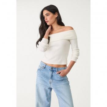 XL‑Größe Stradivarius Shirt, schulterlos, Ecru