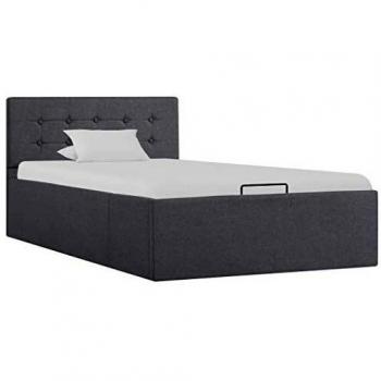 Cadre de lit à stockage hydraulique, couleur gris sombre, tissu, 100x200 cm – VidaXL