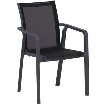 Durable Dark Gray and Black Outdoor Armchair