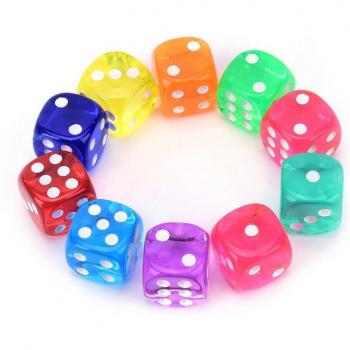 10 Pcs Plastic Glitter D6 Dice 12mm