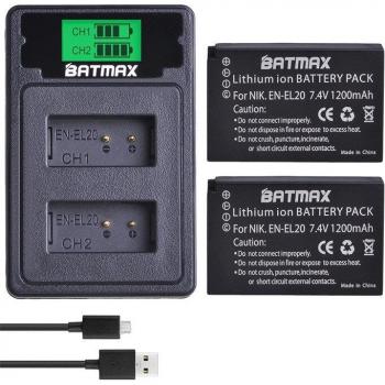 Kit Deux Batteries EN‑EL20/EL20a et Chargeur LCD à Double USB C