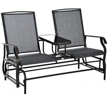 Outsunny Gartenbank Schaukelstuhl mit Tisch für 2 Personen