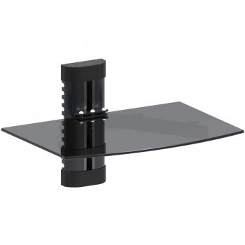 Dihl Black Single Glass Shelf Wall Mount for DVD Blu-Ray Sky Console