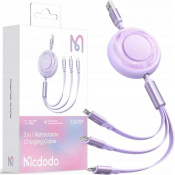 McDodo Câble USB Rétractable Triple Connecteur Violet