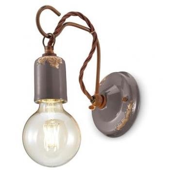 Vintage Shabby Antik Wandlampe Metall 18 cm Taupe E27 Design