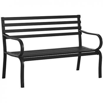 Outsunny 2-Sitzer Gartenbank Metall schwarz 127 x 62 x 82 cm