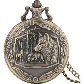 Vintage Wolf Pack Hunter Men's Pocket Watch