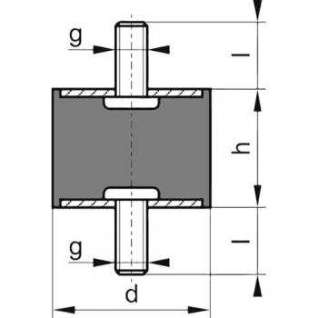Tampon antivibratoire A75 x 55mm M12x37