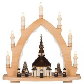 SAICO Lichterspitze Seiffener Kirche mit Innenbeleuchtung, 42x44x15cm