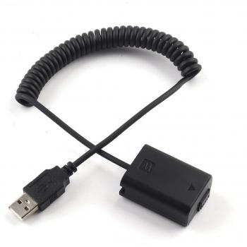 Adaptador de Batería Virtual NP-FW50 a Cable USB con Resorte para Sony A7 y Derivados