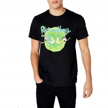 Rick und Morty: Männer‑Schwarzes T-Shirt – Portal Print (S–XXL)