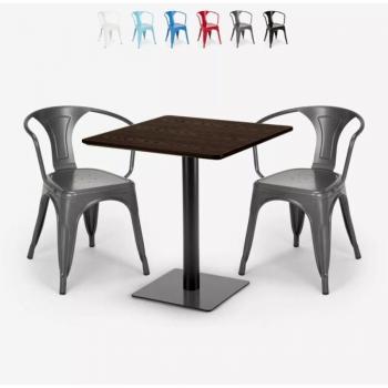 AHD Amazing Home Design Set di Sedie e Tavolino 70x70cm Grigio Scuro