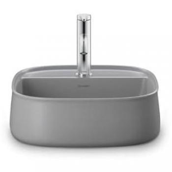 Vasque Duravit Zencha 42x42cm, gris satiné, sans trou pour robinetterie, WonderGliss