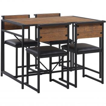 4-Piece Dining Set with Dark Wood Table and Upholstered Chairs
