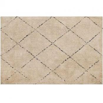 Tappeto Geometrico in Poliestere Beige e Nero 160 x 230 cm Motivo a Rombi