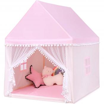 Casa di Legno Costway Tenda da Gioco Rosa 120x105x140 cm