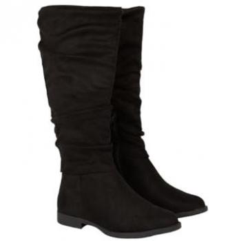 Womens Wide Fit Karina Flat Ruched Boots