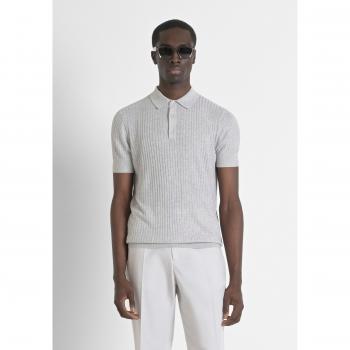 Viskose‑Leinen‑Blend‑Poloshirt – Slim Fit, Hellgrau, XL (Antony Morato)