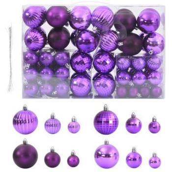 Bolitas de Navidad Lila 100 Piezas Día y Noche