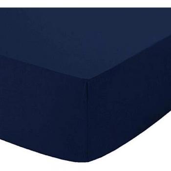 My Home Store Fitted Sheet 100% Egyptian Cotton 300TC Hotel Quality 30 cm Fitted Bedsheets (Navy Blue, Twin)