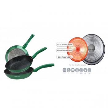 Rungassi Pfannen Set 3-tlg Aluminium beschichtet Induktion CF-FA03 Grün