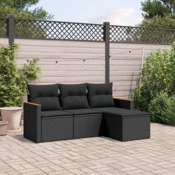 Conjunto 4 Sofás Vime Preto para Jardim