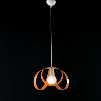 Lampadario Moderno 1 Luce Ferro Laccato Bianco e Arancio Serie Piovra