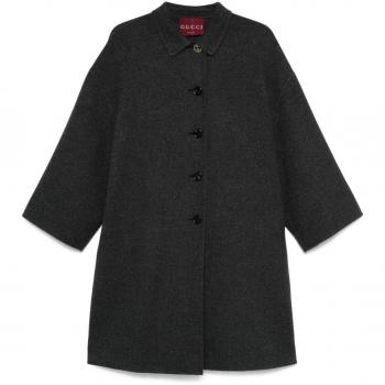 Gucci Women's Elegant Grey Wool Blend Coat