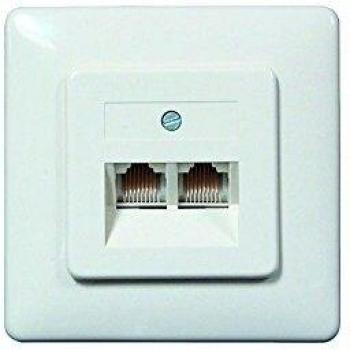 Beige Unterputzdose für ISDN mit zwei RJ‑45 Schnittstellen und Endwiderstand