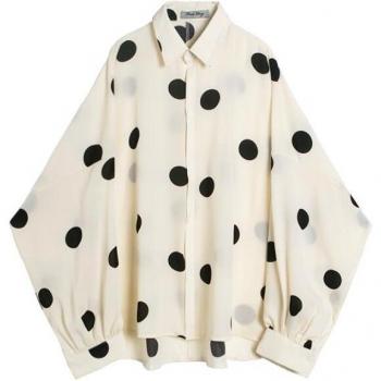 Streetwear Vintage Dot Print Long Sleeve Shirt for Men