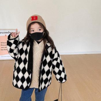 Plaid Woolen Winter Outwear for Girls