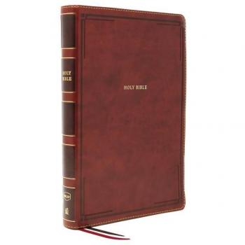 NKJV Holy Bible Giant Print Thinline Bible Brown Leathersoft Red Letter Comfort Print New King James Version by Thomas Nelson