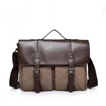 Scione Vintage Leather Canvas Shoulder Bag for Men