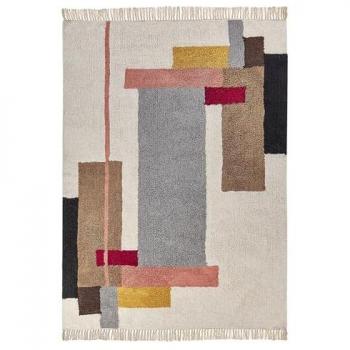 Boho Teppich 140 x 200 cm Rechteckig Baumwolle mit Fransen