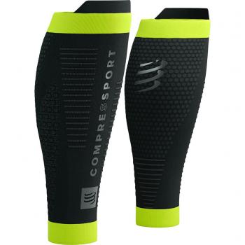 Calze a compressione Compressport R2 3.0 Nero Flash Giallo Fluorescente