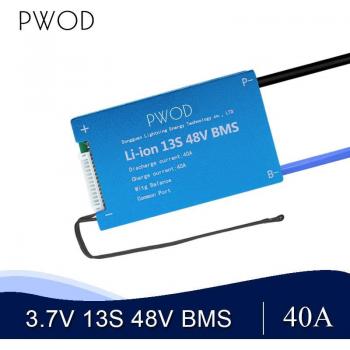 48V E-bike Battery BMS, 13S Lithium-ion, 15A/20A/30A/40A/60A for 18650 Cells