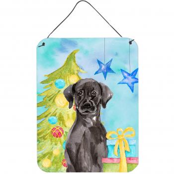 Caroline’s Treasures 16x12 Black Lab Holiday Metal Artwork