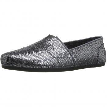 Skechers Women’s Bobs Plush‑Friday Night Silver Tone Flats