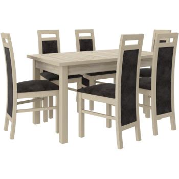 Ensemble Salle à Manger : Table 140-180cm et Chaises en Bois Clair et Tissu