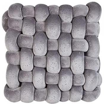 Coussin en velours gris noeud avec paillettes 30 x 30 cm SIRALI