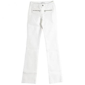 Pantalone da donna bianco AJEA14 con orli e taglio diritto
