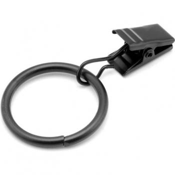 10-Piece Black Curtain Clip Rings with Adhesive Hooks