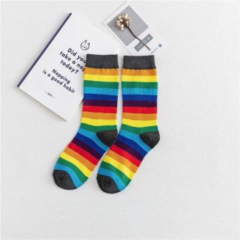 Elastic Cotton Women's Rainbow Striped Socks