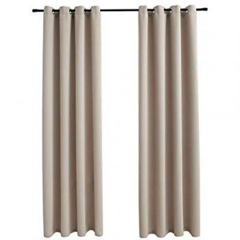 VidaXL Thermal Insulated Curtains with Metal Rings 2 pcs Beige 140x245 cm