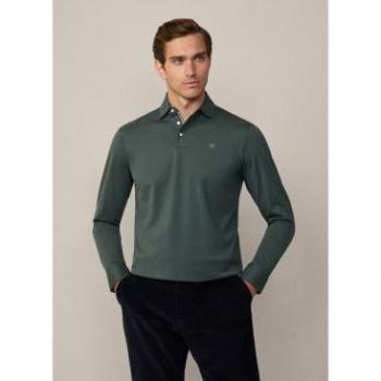 Polo Hackett Maniche Lunghe Verde con Tessuto Pima Cotton L