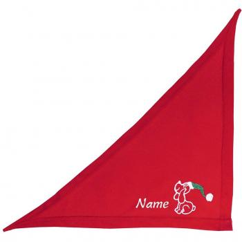 Rotes Schecker Weihnachts Hundehalstuch 35 cm – Name eingestickt