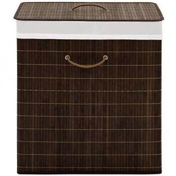 Cesto de la ropa de bambú rectangular marrón oscuro