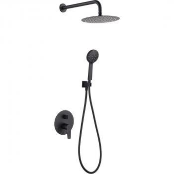 Conjunto de ducha empotrado monomando Bélgica Imex negro mate