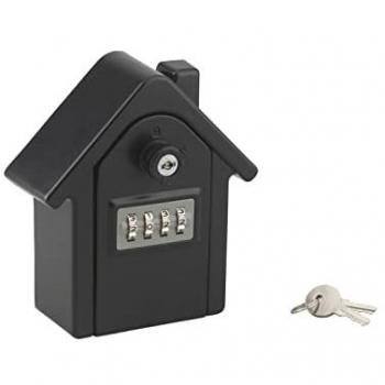 Cassetta portachiavi a forma di casa con combinazione a 4 cifre e 2 chiavi di riserva, nero satinato